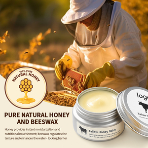 Logo personnalisé 100g Naturel <span class=keywords><strong>Aloe</strong></span> <span class=keywords><strong>Vera</strong></span> Corps <span class=keywords><strong>Crème</strong></span> Hydratante Hydrate Profondément Adoucit La Peau Nourri Bœuf Suif Miel Baume Miel Brut - Product Image 4
