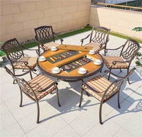 Table de jardin ronde moderne avec barbecue électrique pour barbecue coréen, idéale pour villas et hôtels