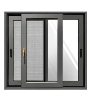 New Design Hurricane Impact Proof Double Tempered Full Glass Aluminum Sliding Window