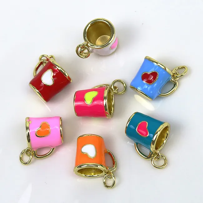 Mini Kaffeetasse Charms für Schmuck herstellung Joyas Access oris Öltropfen Farben Kaffeetasse Anhänger