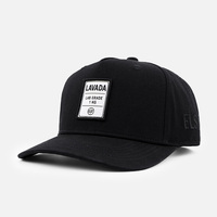 Cappellino da Baseball Nero Strutturato a 5 Pannelli con Etichetta Privata, Logo Ricamato Laterale Personalizzato, Patch Tessuta, Stile Casual Streetwear