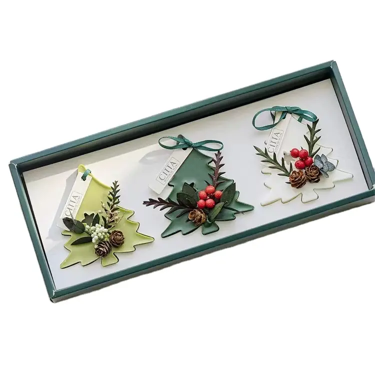 Groothandel Drie Stuk Pakket Gift Sets Thuis Kerst Romantische Decoratie Garderobe Met Gedroogde Bloemen Effen Aromatherapie Wax T