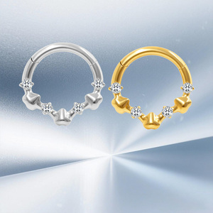 Anillo de septum Getta Fashion de titanio ASTM F136 grado implante con circonita, piercing para <span class=keywords><strong>nariz</strong></span>, aro segmentado articulado, joyería corporal - Product Image 3