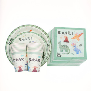 ชุดอุปกรณ์จัดงานเลี้ยงธีมไดโนเสาร์ DAMAI จานกระดาษ ผ้าเช็ดปาก แก้วน้ำ ชุดภาชนะใช้แล้วทิ้งสำหรับงานวันเกิด - Product Image 2