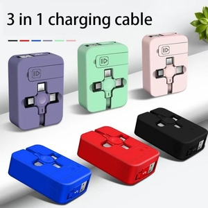 Custom Logo 3-in-1 60W Type-C to Type-C Retractable Fast Charging Data Cable Built-in Phone <strong>Stand</strong> Mirror 1M Computer Use - Product Image 2