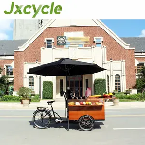 Factory Direct Sale 3 Wheel Mobile Wood Coffee Cart Kiosk