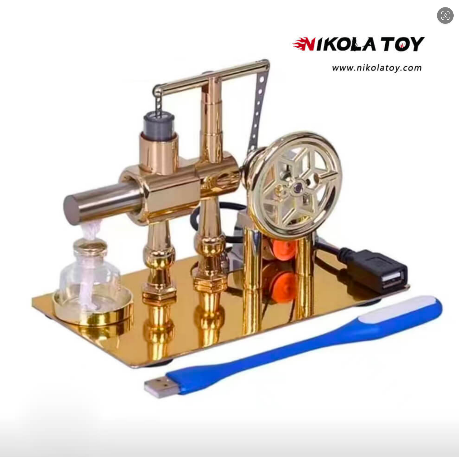 Motor Stirling - monocilíndrico + luces LED