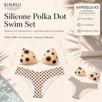 Ensemble soutien-gorge adhésif en silicone à pois et culotte bikini sans couture pour les vendeurs de boutiques avec support d'emballage personnalisé avec logo