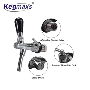 Kegmaxs Adjustable Beer Faucet Beer Shank Chrome Tap With Ball Lock Disconnect Liquid For HomeBrewing Cornelius Keg