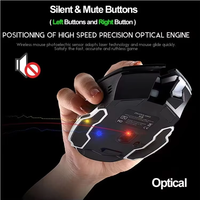 Souris de jeu sans fil Keywin Wholesale LED à réponse rapide 2,4 GHz, rechargeable, 1600 dpi, 7 boutons, avec rétroéclairage LED respirant pour joueurs