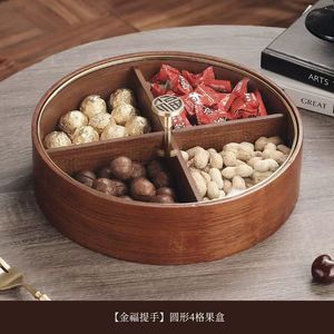 Caja de frutas secas de doble capa estilo chino con tapa, plato redondo para almacenar dulces, para la sala de estar del hogar, exhibición de bodas - Product Image 2