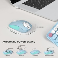 Clavier et souris sans fil 2,4 G, ensembles clavier et souris mignons, touches rondes colorées, clavier et souris avec mise en veille automatique, économie d'énergie pour le bureau
