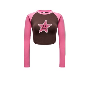 Pull-over simple de yoga sport personnalisé en gros T-shirt court à manches longues <span class=keywords><strong>d</strong></span>écontracté pour femmes - Product Image 1
