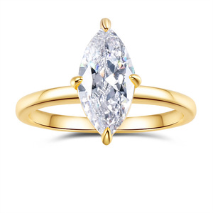 Bague œil de cheval en argent S925 personnalisée en gros, plaquée or 18 carats, pour bijoux de mariage et de fête pour femmes - Product Image 1