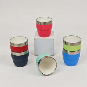 Taza <span class=keywords><strong>de</strong></span> café <span class=keywords><strong>de</strong></span> viaje al vacío <span class=keywords><strong>de</strong></span> doble pared portátil aislada <span class=keywords><strong>de</strong></span> acero inoxidable <span class=keywords><strong>de</strong></span> 4oz con logotipo personalizado al <span class=keywords><strong>por</strong></span> <span class=keywords><strong>mayor</strong></span>, taza apilable - Product Image 2