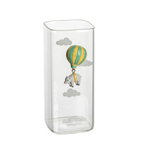 Ins Wind Verre Drinkware Creative Red Square Hot Air Montgolfière Tasse Petit-déjeuner et lait Tasse