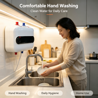 Petit chauffe-eau sous comptoir avec thermostat numérique pour cuisine, lavage des mains et usage domestique