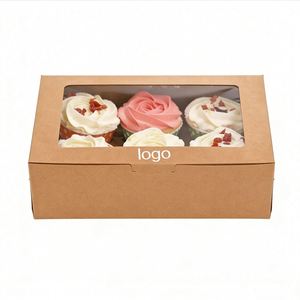 Factory Direct Customizable Free Design Kraft Paper Cupcake <b>Box</b> With Window Recyclable Ideal for Bakery & <b>Dessert</b> Packaging - Product Image 1