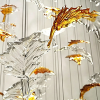 Lustre moderne sur mesure en cristal de luxe, suspension en verre feuille d'érable pour chambre à coucher, hôtel et lampe suspendue