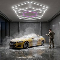 Système d'éclairage LED dimmable 6500K pour garage, idéal pour le detailing automobile, les ateliers et les expositions – Conception géométrique DIY