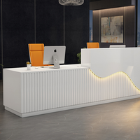 Comptoir de caisse avec éclairage LED intégré, design perforé, avec chaise et casiers, table de réception de bureau, salon de beauté