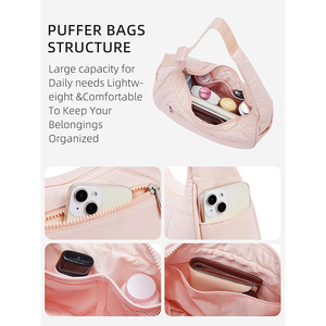 Sac hobo matelassé en nylon léger, fermeture éclair, grande capacité, sac à bandoulière nuage, sac sous le bras pour femme - Product Image 3