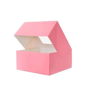Hersteller Lebensmittel qualität Kraft papier Box Kuchen verpackung für Hochzeits torte Boxen in Bulk Cake Box mit Fenster Wellpappe