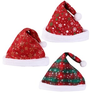 Chapeaux de père noël grille rouge en gros épaississement or neige motif père noël chapeau de noël - Product Image 1