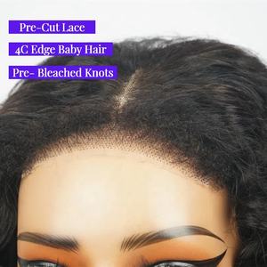 Perruques Courtes Bouncy Curl Perruques Lace Front <span class=keywords><strong>Cheveux</strong></span> Humains Perruques Courtes Bob Pour Les Femmes Noires Prix Pas Cher Courtes 12 Pouces 4C Edge Baby Hair - Product Image 2