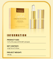 Kit de 3 rouges à lèvres minéraux finition naturelle, avec feuille d'or et cristaux, nourrissant, hydratant et changeant de couleur