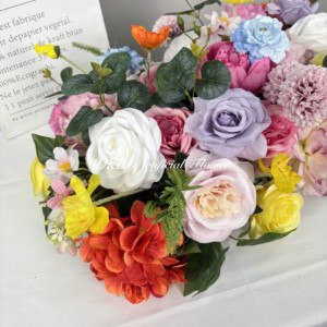 Camino de mesa personalizado para decoración de boda, flores de seda, colorido camino de flores artificiales para boda - Product Image 4