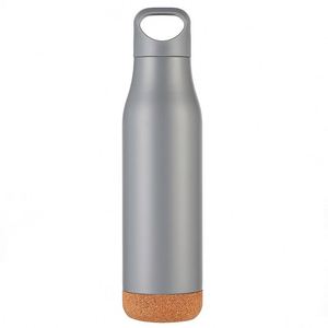 Insulated Stainless Steel Water <b>Bottle</b> with <b>Cork</b> Bottom Carry Lid, BPA Free Double Wall Vacuum Flask for Gym, Hiking - Product Image 3