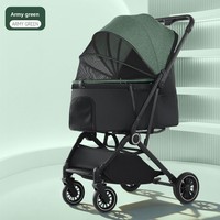 Poussette de voyage pliable et réglable Teddy Baby Luxury à 4 roues pour petits chiens et chats, légère et portable, en métal, pour le camping et l'exportation
