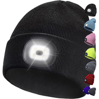 Bonnet tricoté d'hiver en acrylique personnalisable avec lumières LED rechargeables pour la course nocturne