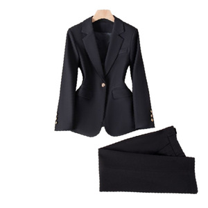 Women's Suit Set Khaki Polyester Formal Spring Full Sleeve Anti-Wrinkle Work Uniform - Product Image 5