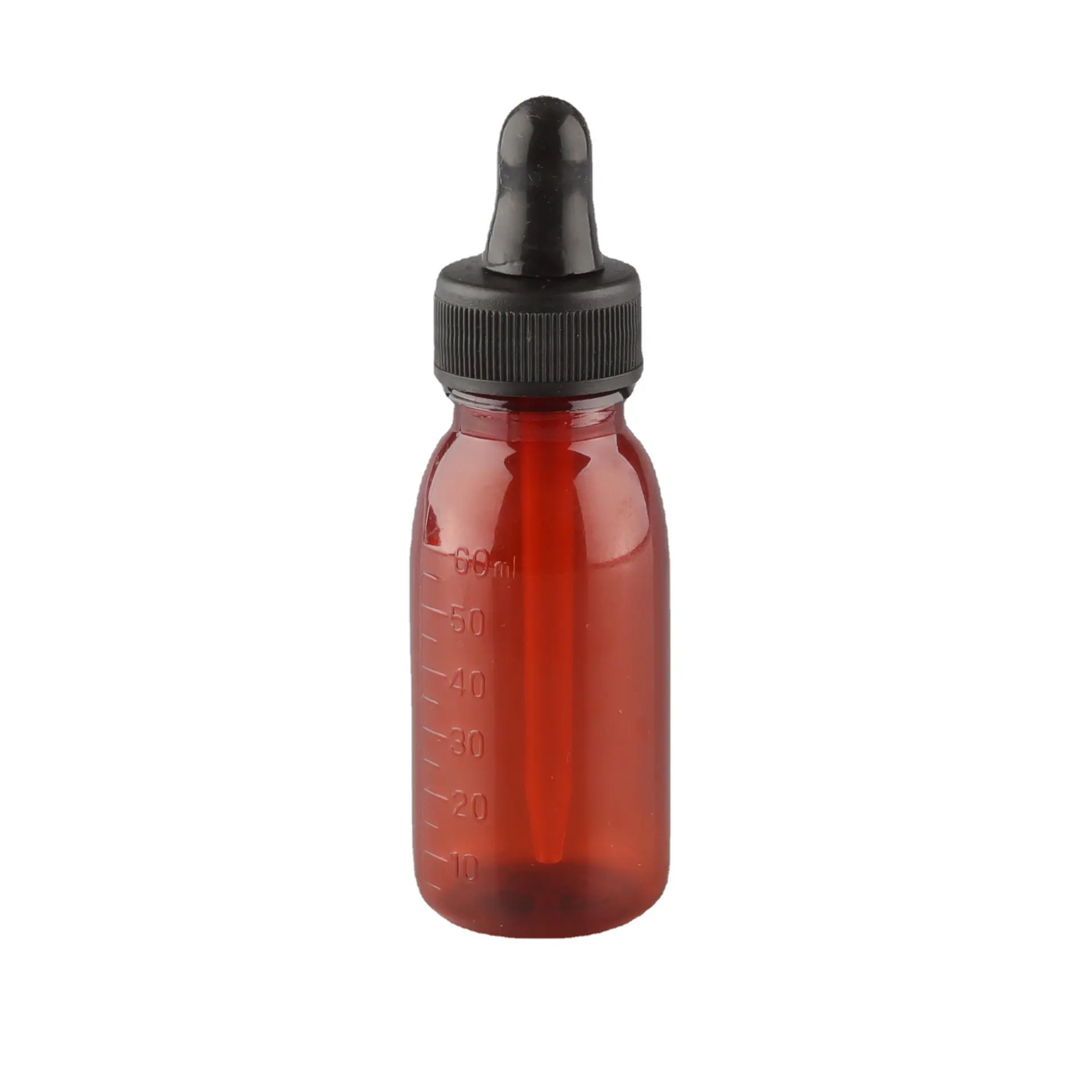 Botella de reactivo marrón al por mayor de 60ml con botella de líquido medicinal graduado Botella cuentagotas de plástico