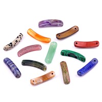 Pont rectangulaire en pierre naturelle fait main connecteur Double trou 10*36mm pierres précieuses sculptées fabrication de bijoux composants de charme