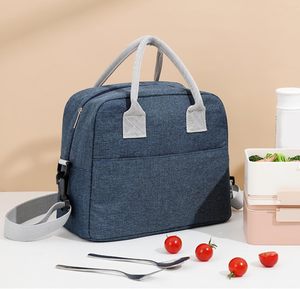 Fashion Casual <b>School</b> Student Insulated Portable Lunch <b>Bag</b> Waterproof Polyester <b>Hand</b> Carry Zipper Closure Travel - Product Image 1