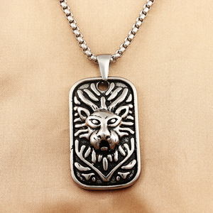 Collar con Colgante de León de Acero Inoxidable, Diseño Animal Unisex, Estilo Punk Retro 280731 - Product Image 1