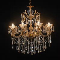Candelabro de cristal de luz colgante de vela de oro antiguo Vintage clásico para Villa Banquet Palace Project