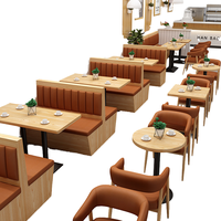 Meubles de restaurant de restauration rapide au design moderne personnalisable Ensembles de banquettes canapés en bois Offre Spéciale avec table et sièges de salle à manger