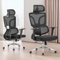 Envío Gratis desde Almacén en EE. UU. Silla de Oficina Ejecutiva Ergonómica Giratoria de Malla con Reposacabezas y Reposabrazos Ajustables para Computadora