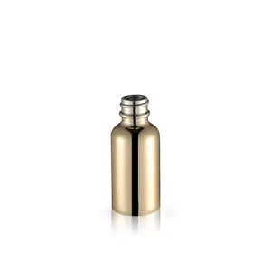 Embalagem Advantrio atacado garrafa de vidro redonda de 1 onça Boston galvanizada a vácuo metalizada óleo essencial garrafa de vidro líquido