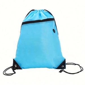 Wholesale 210d Polyester <b>Drawstring</b> <b>Backpack</b> Bag Custom Logo <b>Drawstring</b> Sports Gym Storage with Zipper for Shopping - Product Image 5