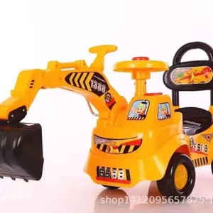 Children's Excavator Scooter Yellow Non Electric Ride On Toy 95-118Cm With Music Four Wheel Twist Car - Product Image 2