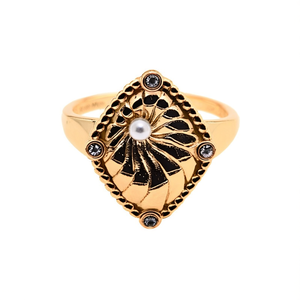 Fashion <b>Ring</b> 316L Stainless Steel PVD <b>Gold</b> Plating Sustainable Resistant Design For Women - Product Image 2