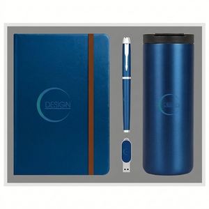 Business Gift Set for Partners: Customize Notebook Ball Point <b>Pen</b> w <b>Refill</b> USB Pocket Drive Vacuum Mug with Your Logo - Product Image 1