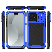 Étui de protection 3-en-1 TPU+PC avec support magnétique et design métallique pour 17 Pro Max, protection à 360°
