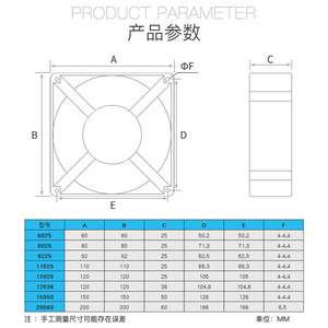 Ventilador Axial AC de 17 cm Ovalado, 220V 38W, Ventilador de Refrigeración para Montaje en Panel FP 108EX S1 S - Product Image 1