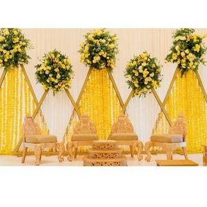 Ensemble de chaises de mandap de mariage hindou de luxe, ensemble de sièges de mandap Maharaja sculpté en éléphant de qualité supérieure, design classique d'éléphant, États-Unis - Product Image 1